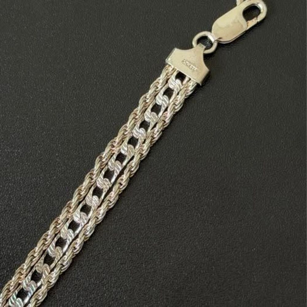 Italian Sterling Silver Multi-Link Bracelet 7.3” Made in Italy
